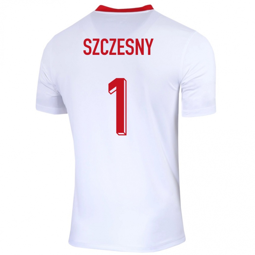 Niño Fútbol Camiseta Polonia Wojciech Szczesny #1 Blanco 1ª Equipación 24-26 Perú