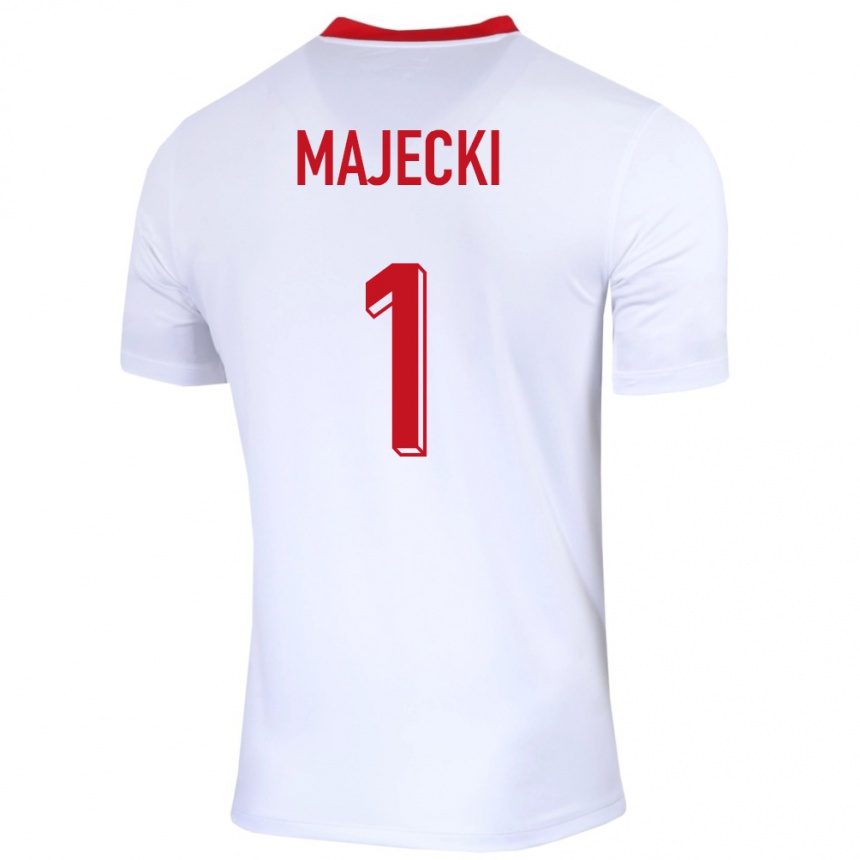 Niño Fútbol Camiseta Polonia Radoslaw Majecki #1 Blanco 1ª Equipación 24-26 Perú