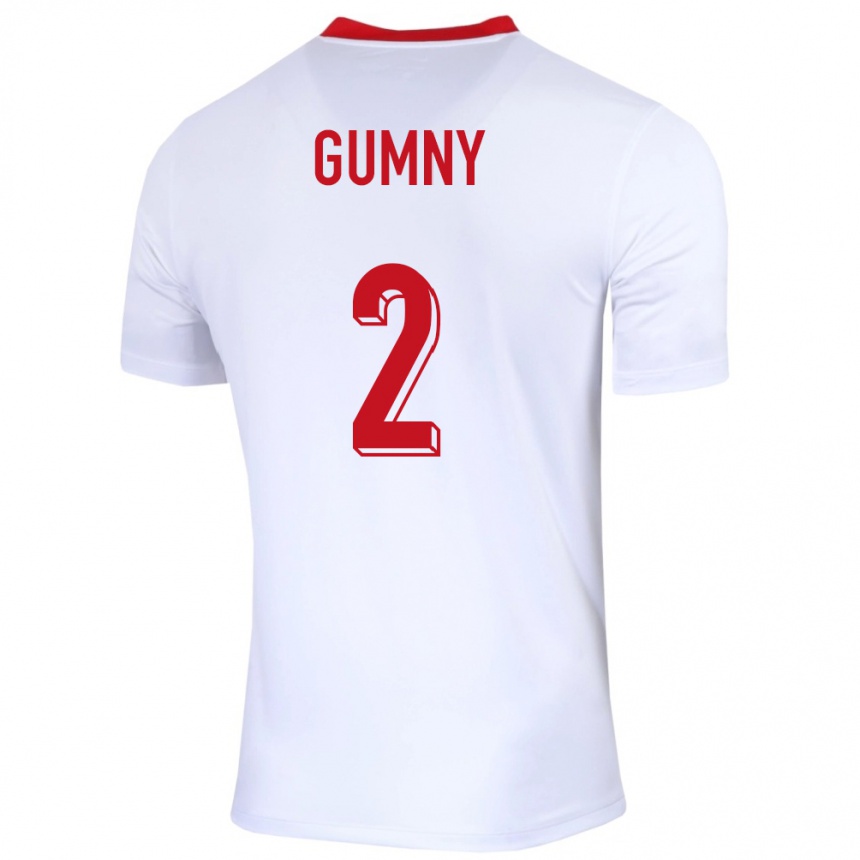 Niño Fútbol Camiseta Polonia Robert Gumny #2 Blanco 1ª Equipación 24-26 Perú