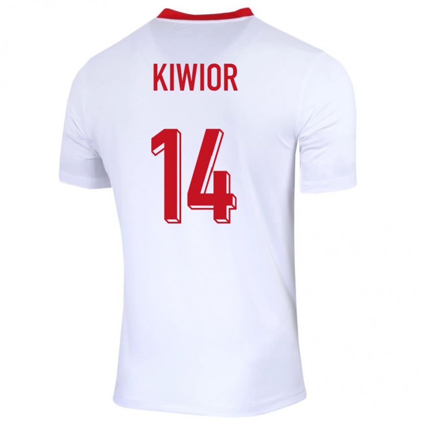 Niño Fútbol Camiseta Polonia Jakub Kiwior #14 Blanco 1ª Equipación 24-26 Perú