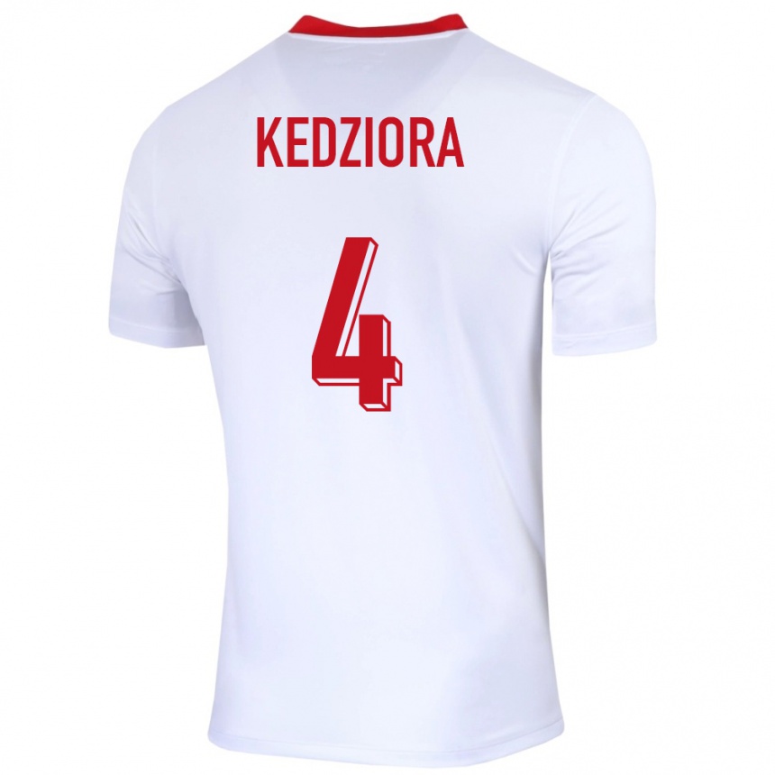 Niño Fútbol Camiseta Polonia Tomasz Kedziora #4 Blanco 1ª Equipación 24-26 Perú