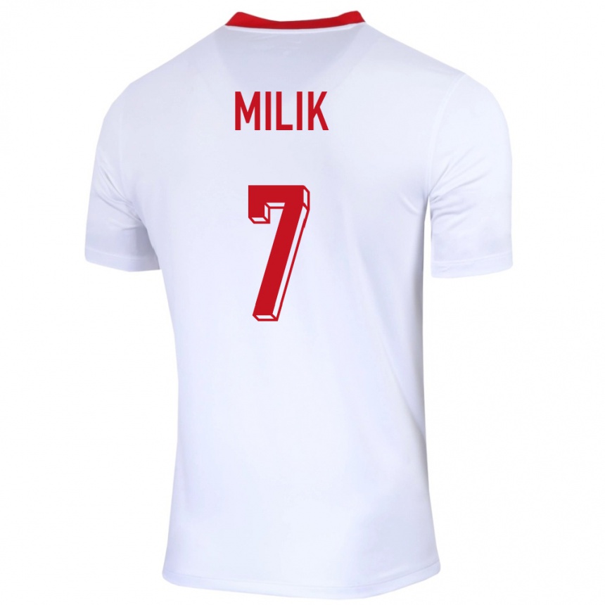 Niño Fútbol Camiseta Polonia Arkadiusz Milik #7 Blanco 1ª Equipación 24-26 Perú