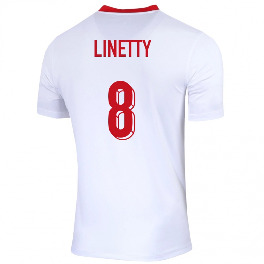 Niño Fútbol Camiseta Polonia Karol Linetty #8 Blanco 1ª Equipación 24-26 Perú