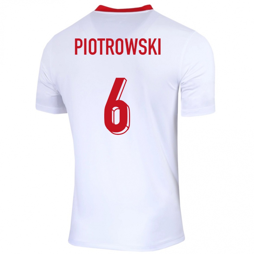 Niño Fútbol Camiseta Polonia Jakub Piotrowski #6 Blanco 1ª Equipación 24-26 Perú