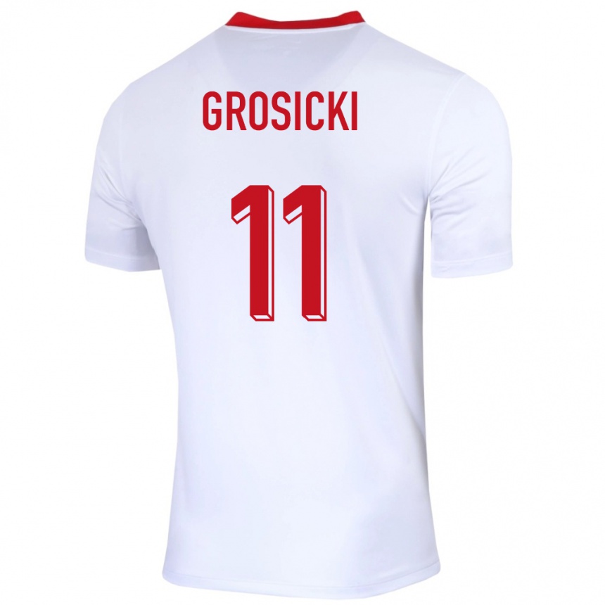 Niño Fútbol Camiseta Polonia Kamil Grosicki #11 Blanco 1ª Equipación 24-26 Perú