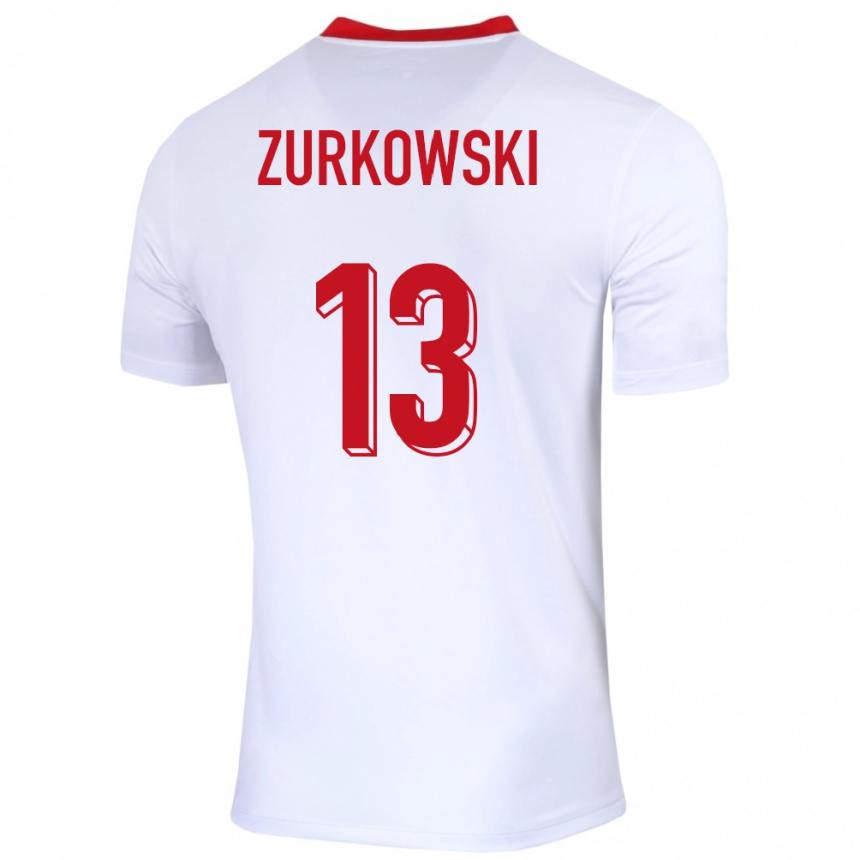 Niño Fútbol Camiseta Polonia Szymon Zurkowski #13 Blanco 1ª Equipación 24-26 Perú