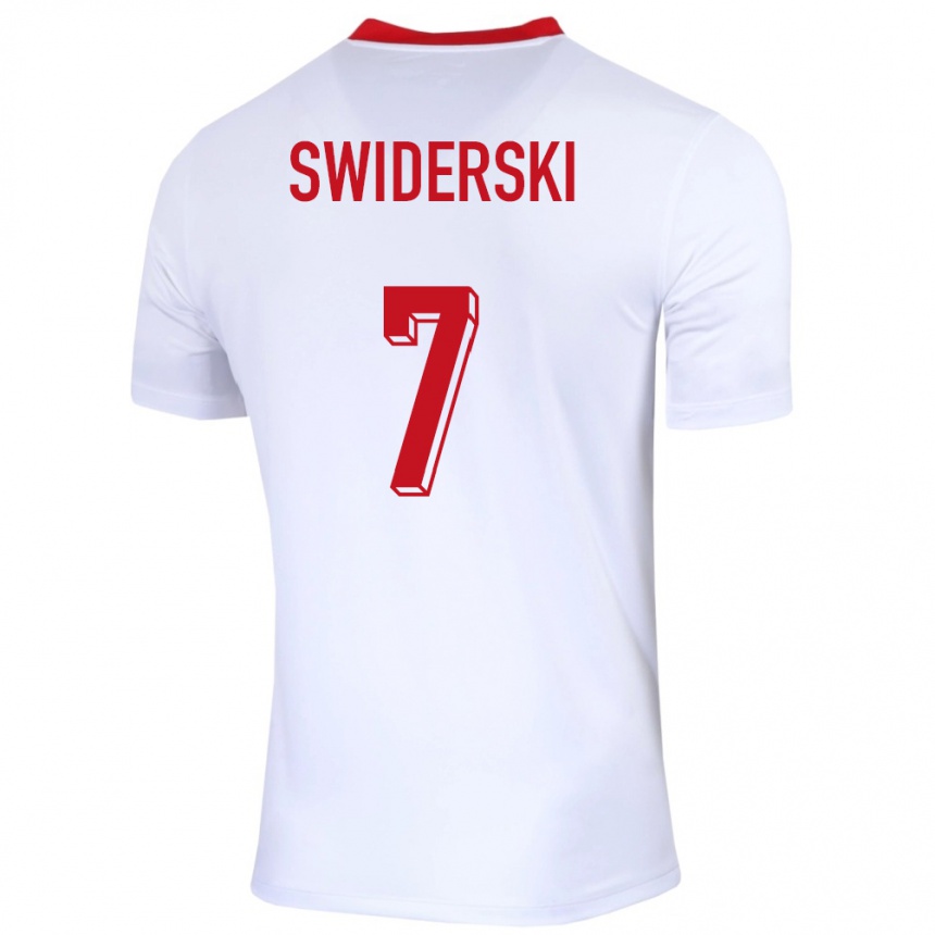 Niño Fútbol Camiseta Polonia Karol Swiderski #7 Blanco 1ª Equipación 24-26 Perú