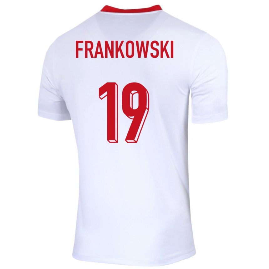 Niño Fútbol Camiseta Polonia Przemyslaw Frankowski #19 Blanco 1ª Equipación 24-26 Perú