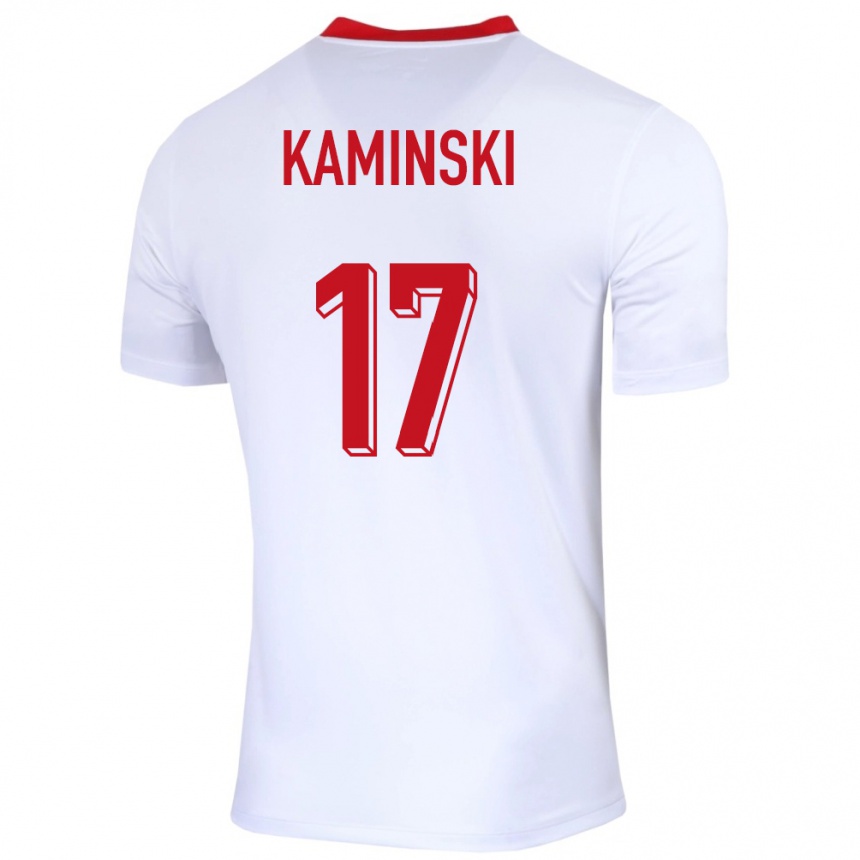 Niño Fútbol Camiseta Polonia Jakub Kaminski #17 Blanco 1ª Equipación 24-26 Perú