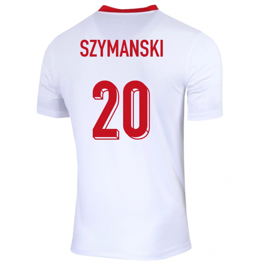 Niño Fútbol Camiseta Polonia Sebastian Szymanski #20 Blanco 1ª Equipación 24-26 Perú