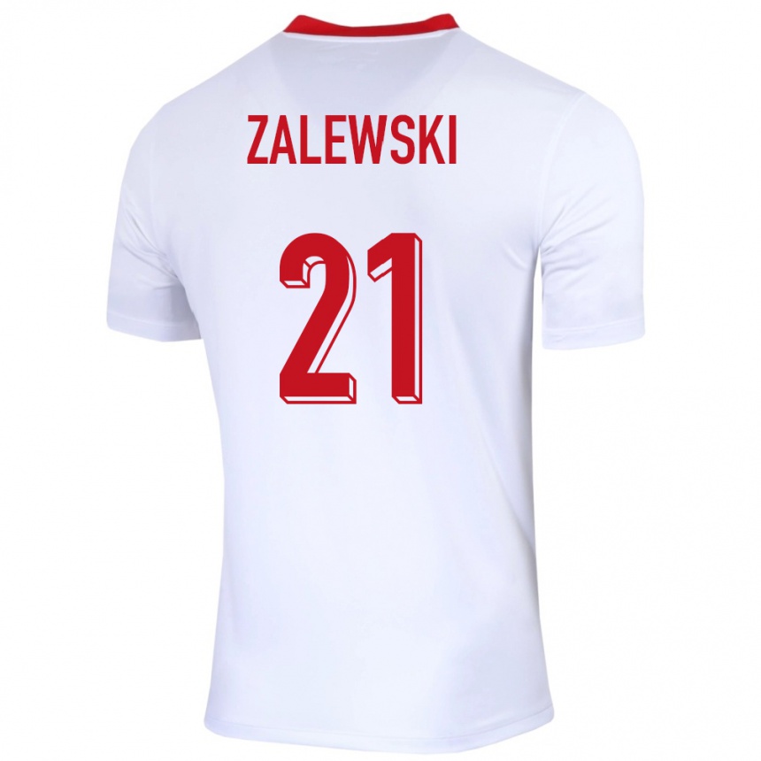 Niño Fútbol Camiseta Polonia Nicola Zalewski #21 Blanco 1ª Equipación 24-26 Perú