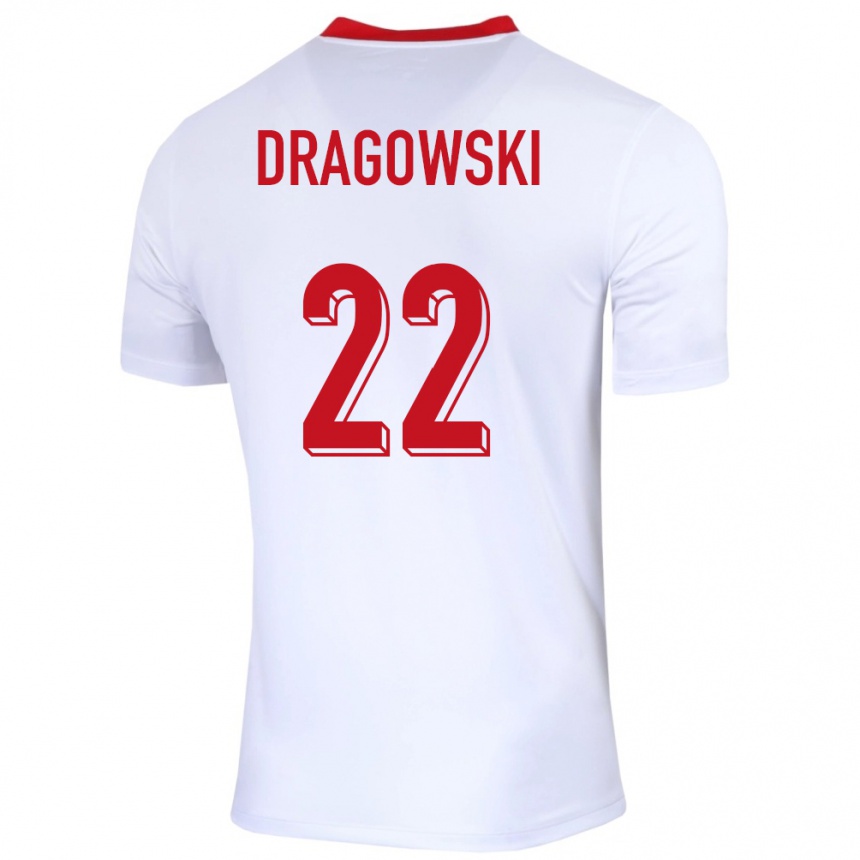 Niño Fútbol Camiseta Polonia Bartlomiej Dragowski #22 Blanco 1ª Equipación 24-26 Perú