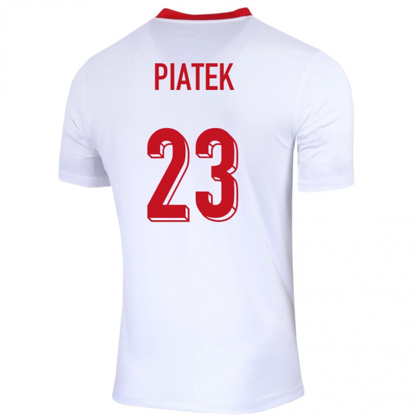 Niño Fútbol Camiseta Polonia Krzysztof Piatek #23 Blanco 1ª Equipación 24-26 Perú