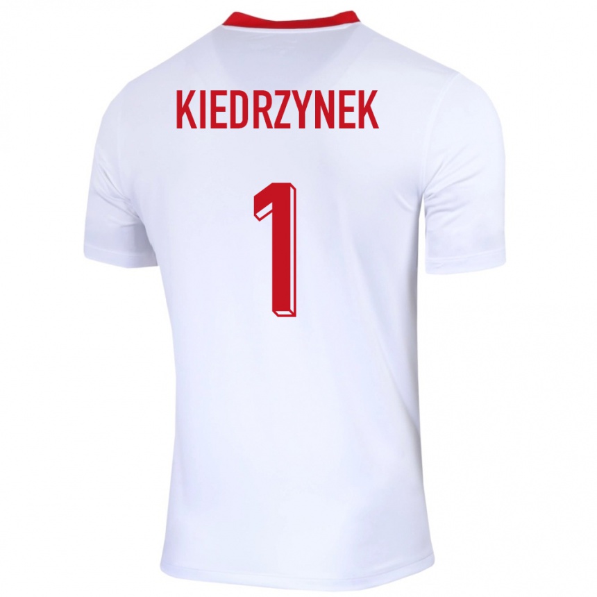 Niño Fútbol Camiseta Polonia Katarzyna Kiedrzynek #1 Blanco 1ª Equipación 24-26 Perú