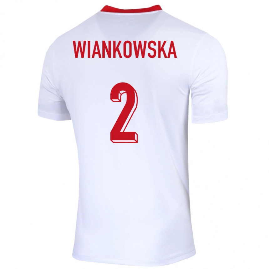 Niño Fútbol Camiseta Polonia Martyna Wiankowska #2 Blanco 1ª Equipación 24-26 Perú