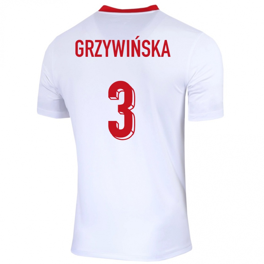 Niño Fútbol Camiseta Polonia Gabriela Grzywinska #3 Blanco 1ª Equipación 24-26 Perú