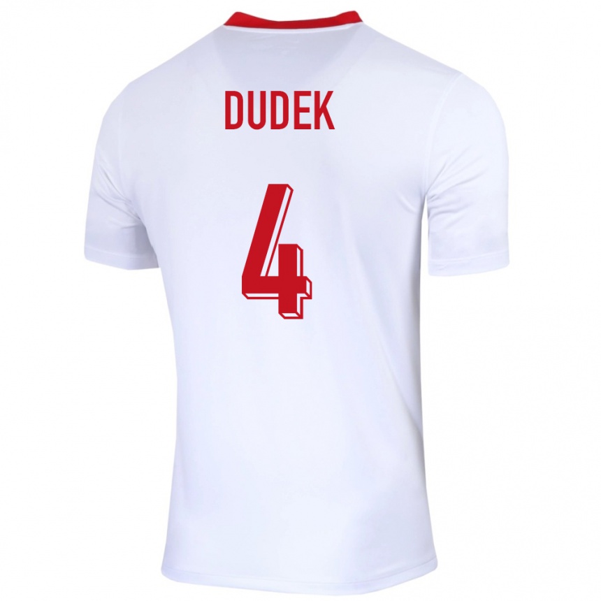 Niño Fútbol Camiseta Polonia Paulina Dudek #4 Blanco 1ª Equipación 24-26 Perú