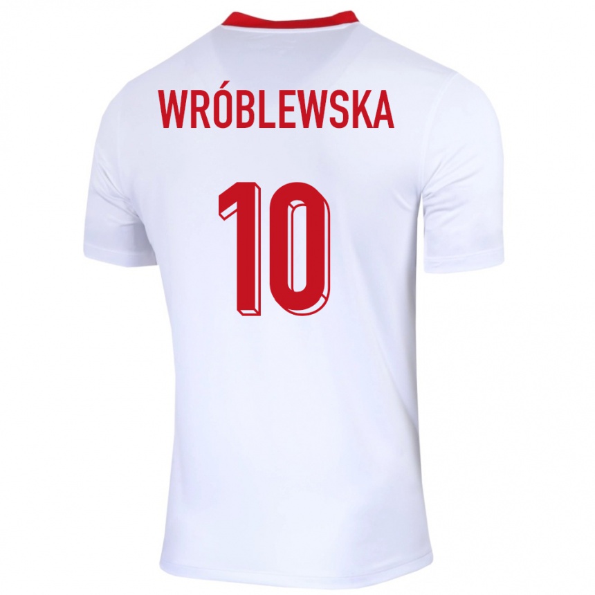 Niño Fútbol Camiseta Polonia Joanna Wroblewska #10 Blanco 1ª Equipación 24-26 Perú