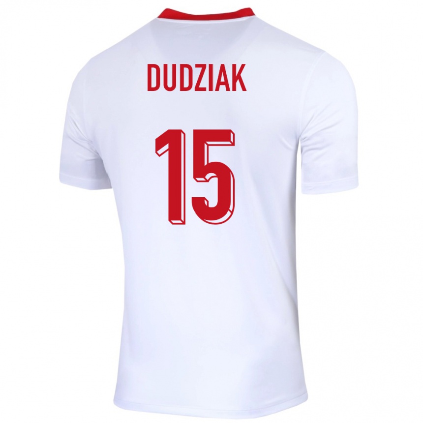 Niño Fútbol Camiseta Polonia Aleksandra Dudziak #15 Blanco 1ª Equipación 24-26 Perú