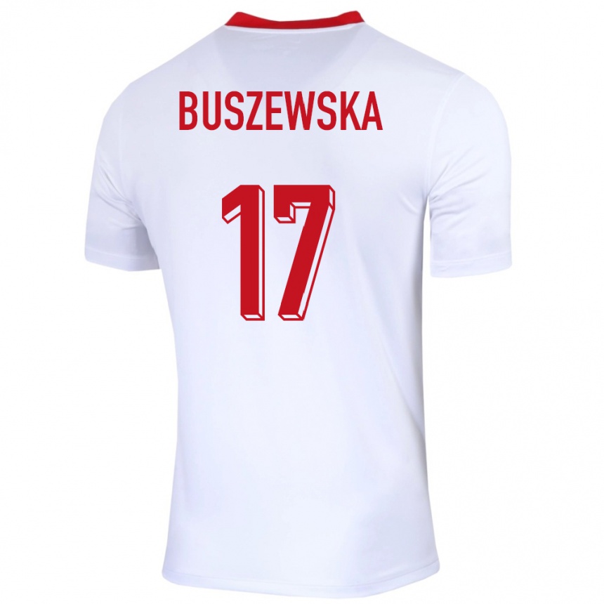 Niño Fútbol Camiseta Polonia Zofia Buszewska #17 Blanco 1ª Equipación 24-26 Perú