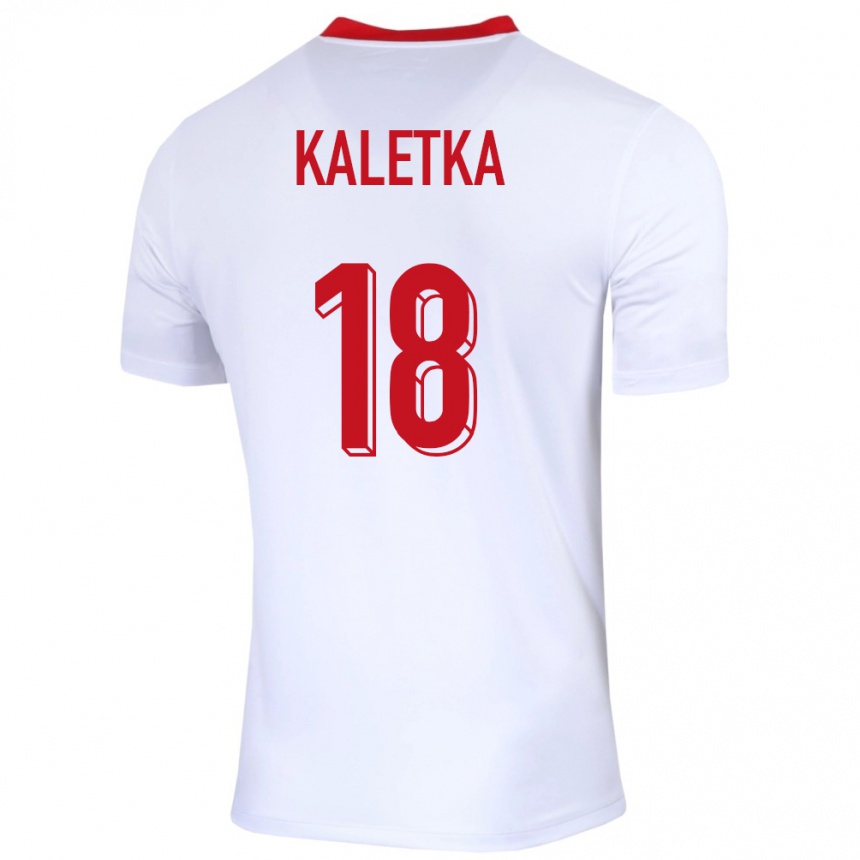 Niño Fútbol Camiseta Polonia Nikol Kaletka #18 Blanco 1ª Equipación 24-26 Perú