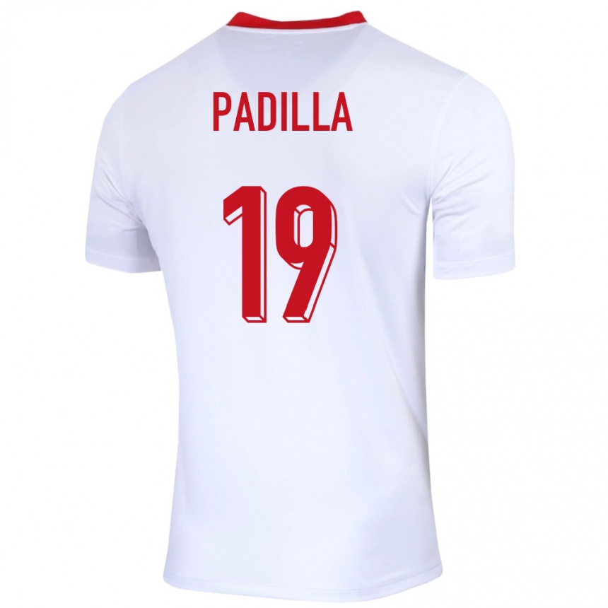 Niño Fútbol Camiseta Polonia Natalia Padilla #19 Blanco 1ª Equipación 24-26 Perú