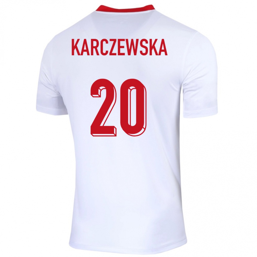 Niño Fútbol Camiseta Polonia Nikola Karczewska #20 Blanco 1ª Equipación 24-26 Perú