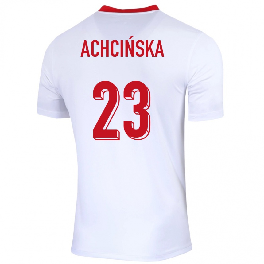 Niño Fútbol Camiseta Polonia Adriana Achcinska #23 Blanco 1ª Equipación 24-26 Perú