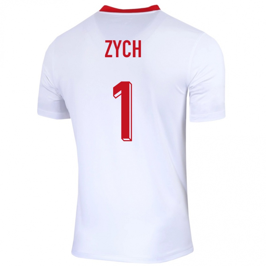 Niño Fútbol Camiseta Polonia Oliwier Zych #1 Blanco 1ª Equipación 24-26 Perú