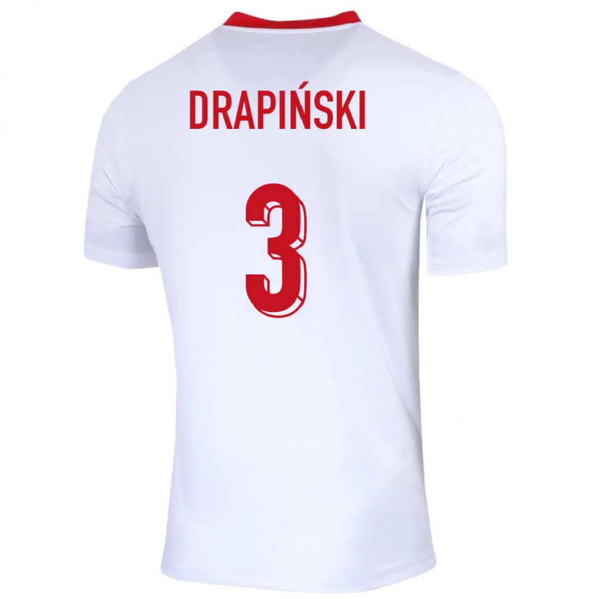 Niño Fútbol Camiseta Polonia Igor Drapinski #3 Blanco 1ª Equipación 24-26 Perú