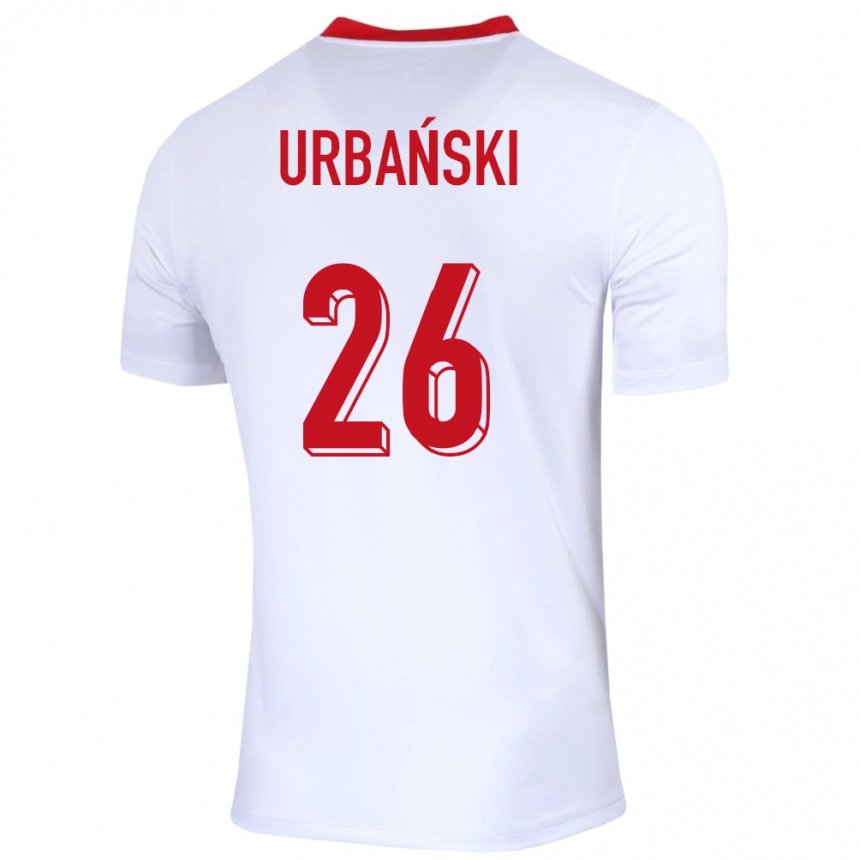 Niño Fútbol Camiseta Polonia Kacper Urbanski #26 Blanco 1ª Equipación 24-26 Perú