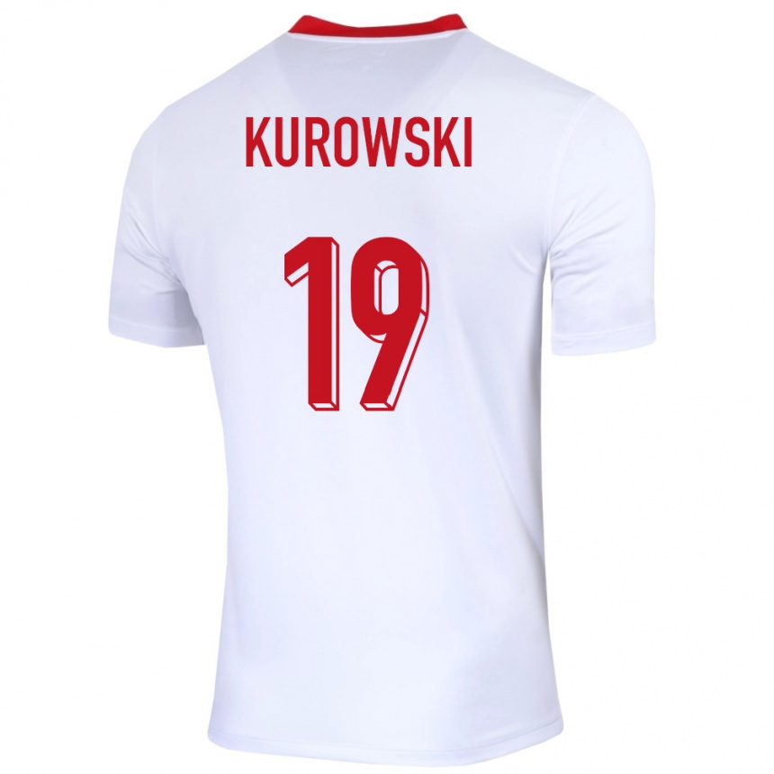 Niño Fútbol Camiseta Polonia Milosz Kurowski #19 Blanco 1ª Equipación 24-26 Perú