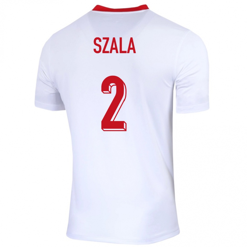 Niño Fútbol Camiseta Polonia Dominik Szala #2 Blanco 1ª Equipación 24-26 Perú