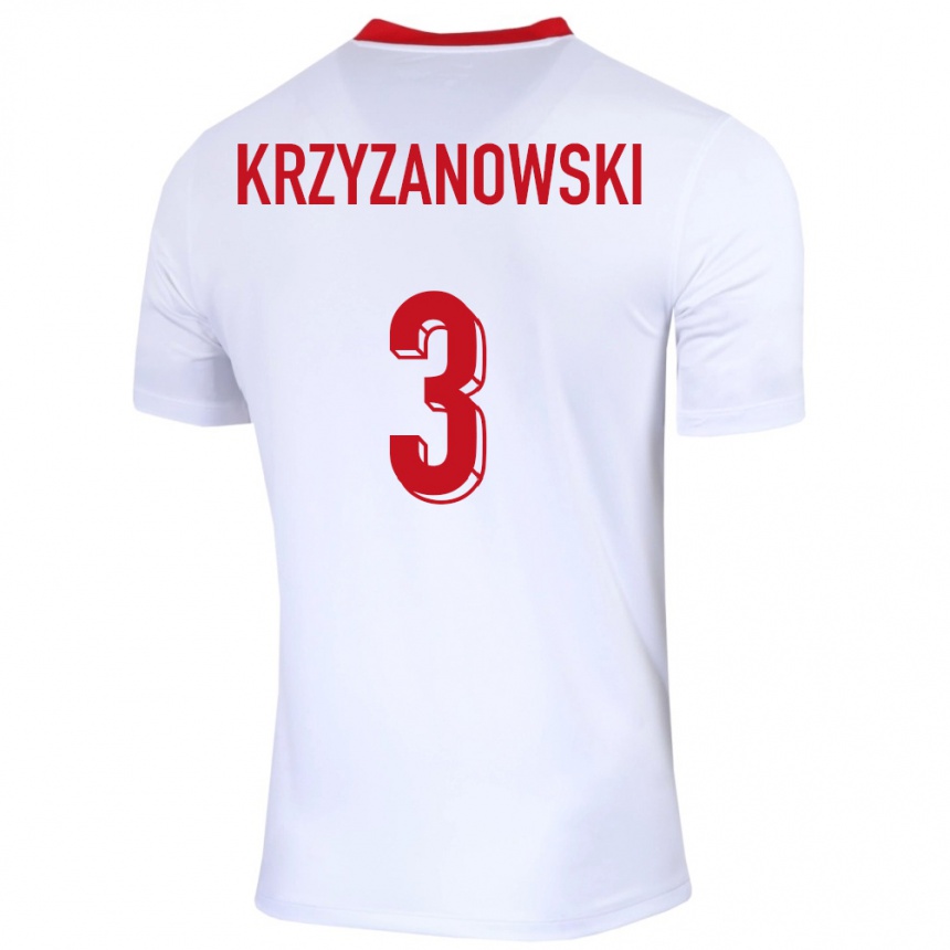 Niño Fútbol Camiseta Polonia Jakub Krzyzanowski #3 Blanco 1ª Equipación 24-26 Perú