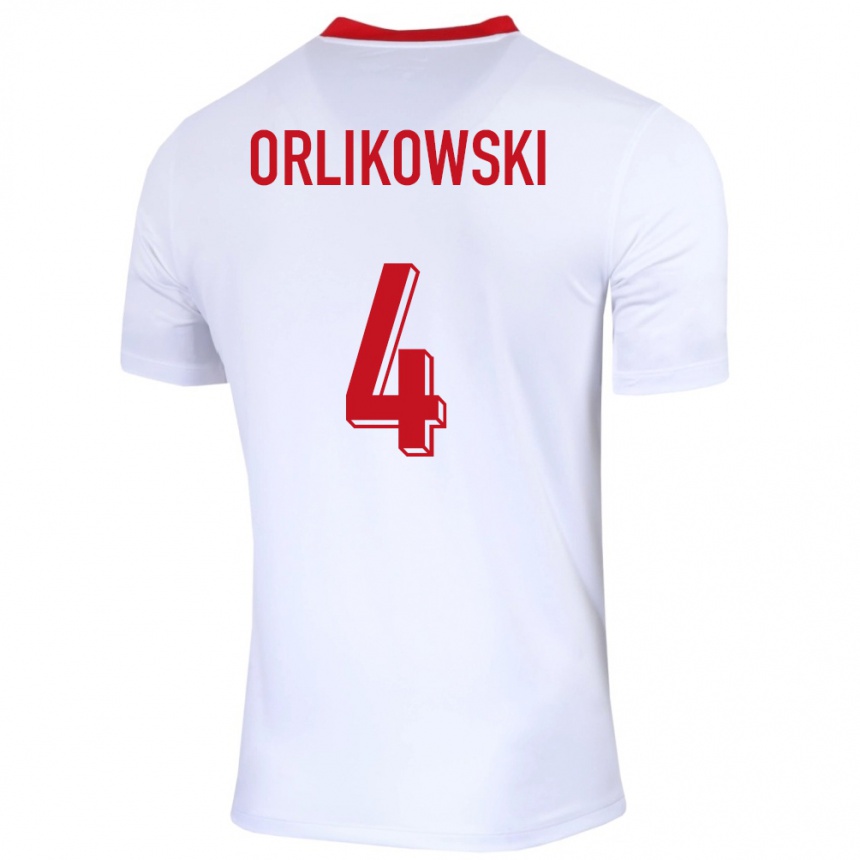 Niño Fútbol Camiseta Polonia Igor Orlikowski #4 Blanco 1ª Equipación 24-26 Perú