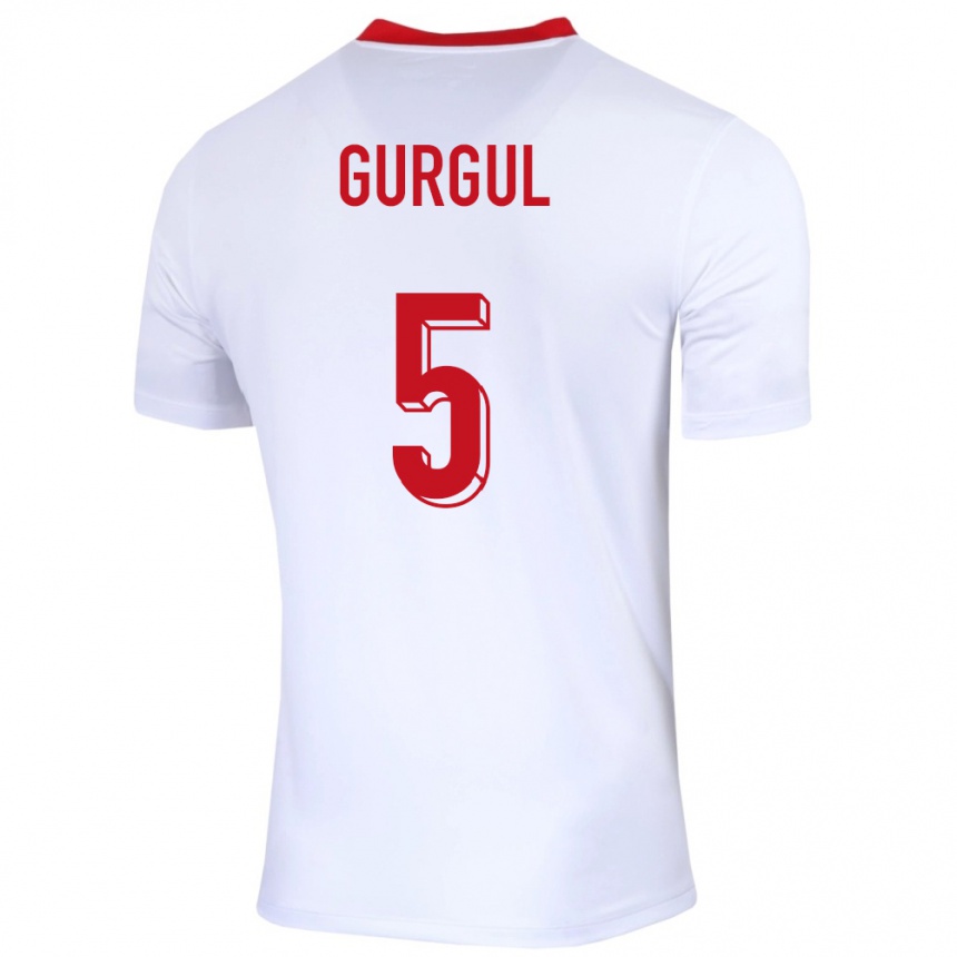 Niño Fútbol Camiseta Polonia Michal Gurgul #5 Blanco 1ª Equipación 24-26 Perú