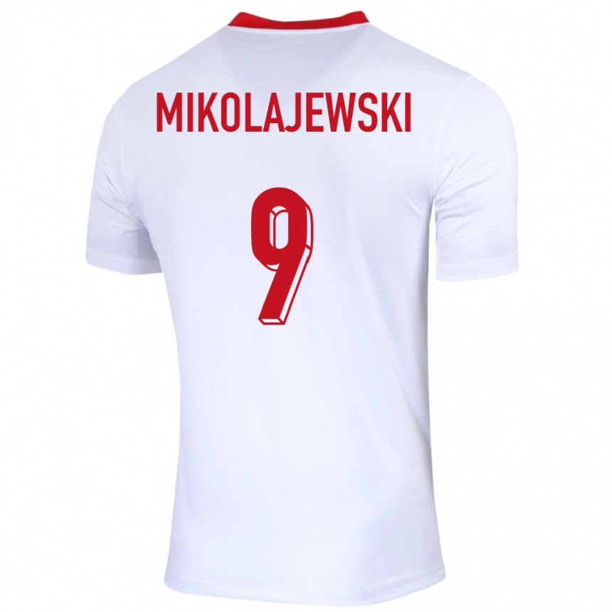 Niño Fútbol Camiseta Polonia Daniel Mikolajewski #9 Blanco 1ª Equipación 24-26 Perú