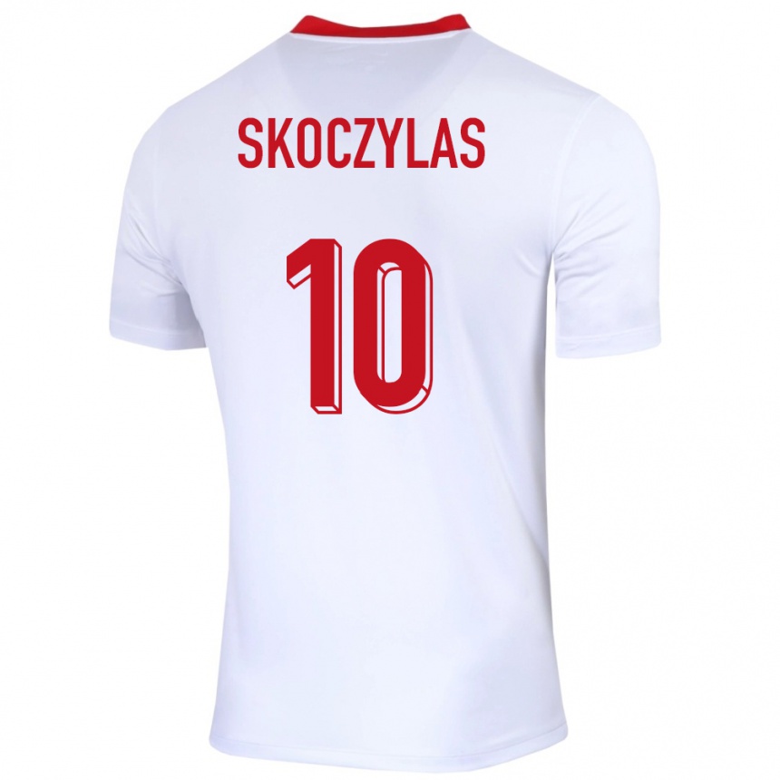 Niño Fútbol Camiseta Polonia Mateusz Skoczylas #10 Blanco 1ª Equipación 24-26 Perú