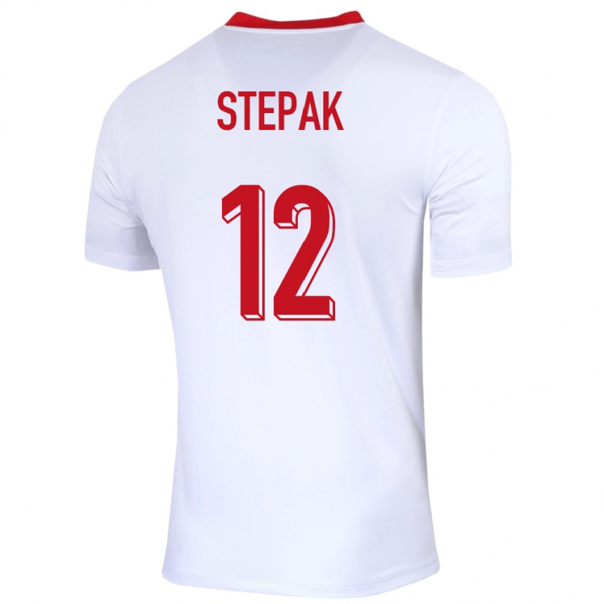 Niño Fútbol Camiseta Polonia Jakub Stepak #12 Blanco 1ª Equipación 24-26 Perú