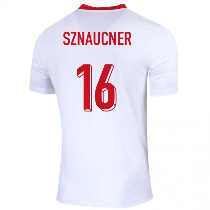 Niño Fútbol Camiseta Polonia Maksymilian Sznaucner #16 Blanco 1ª Equipación 24-26 Perú