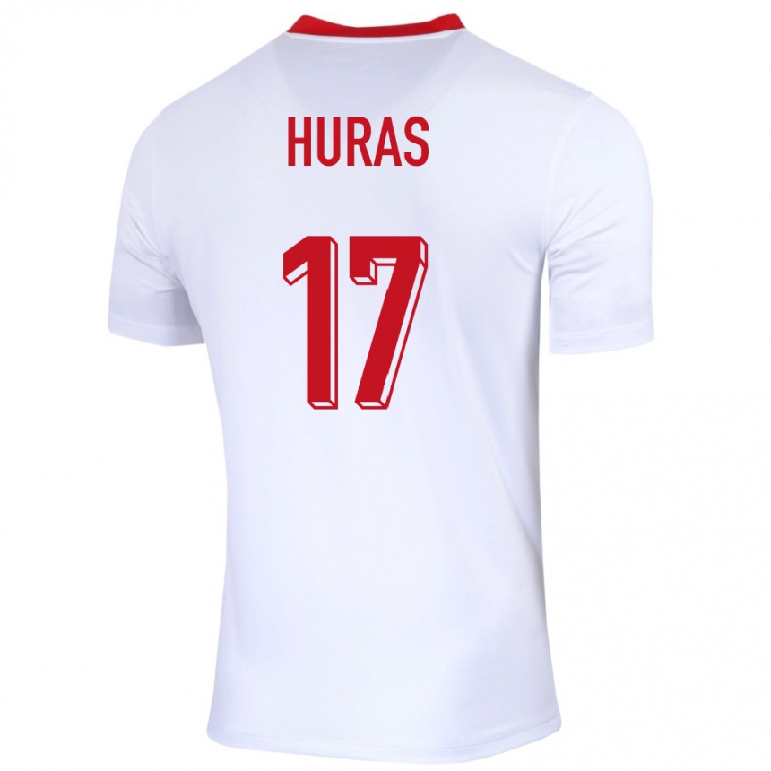 Niño Fútbol Camiseta Polonia Mike Huras #17 Blanco 1ª Equipación 24-26 Perú