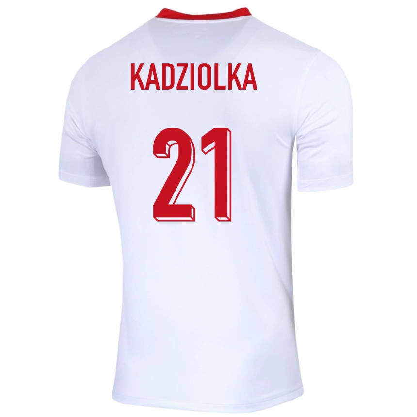 Niño Fútbol Camiseta Polonia Szymon Kadziolka #21 Blanco 1ª Equipación 24-26 Perú