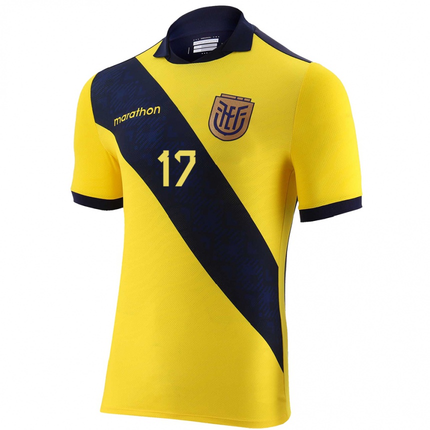 Niño Fútbol Camiseta Ecuador Mathias Solis #17 Amarillo 1ª Equipación 24-26 Perú