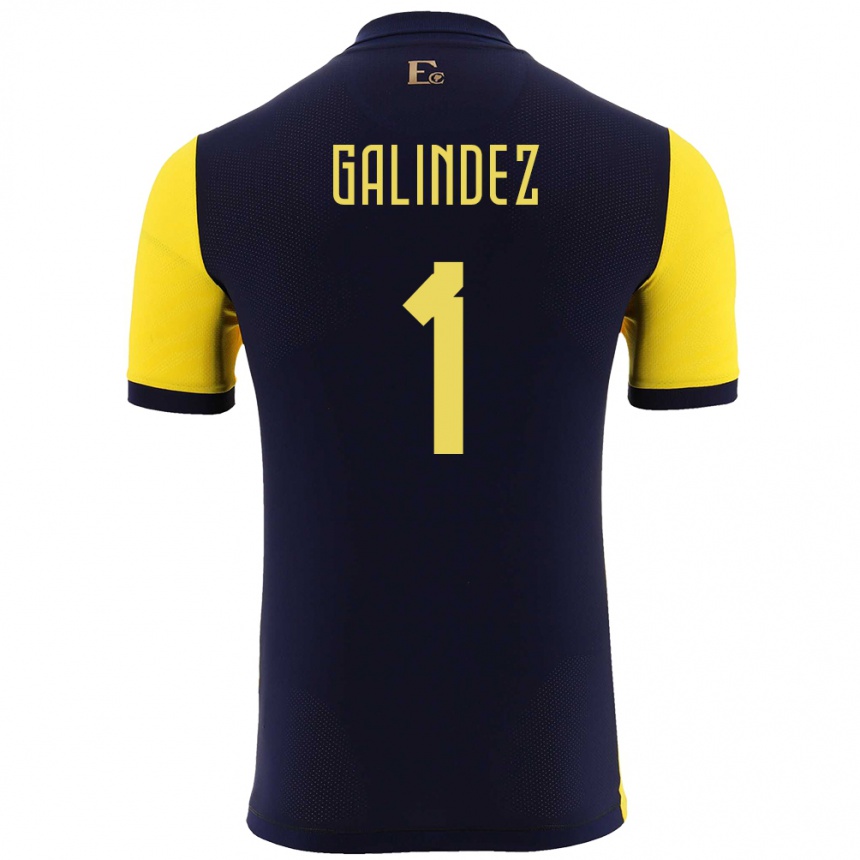 Niño Fútbol Camiseta Ecuador Hernan Galindez #1 Amarillo 1ª Equipación 24-26 Perú