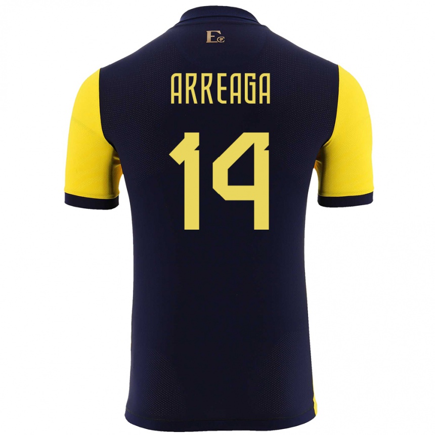 Niño Fútbol Camiseta Ecuador Xavier Arreaga #14 Amarillo 1ª Equipación 24-26 Perú