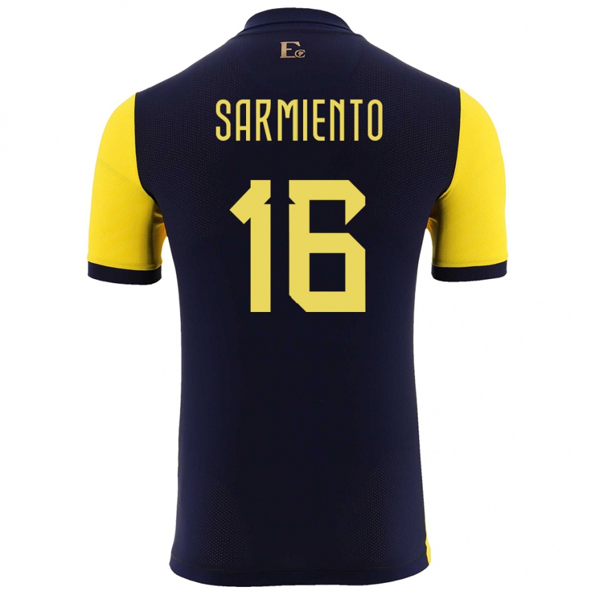 Niño Fútbol Camiseta Ecuador Jeremy Sarmiento #16 Amarillo 1ª Equipación 24-26 Perú