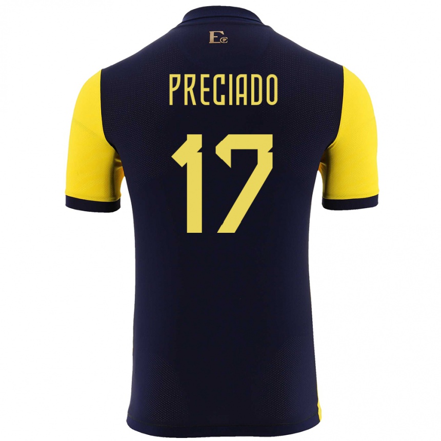 Niño Fútbol Camiseta Ecuador Angelo Preciado #17 Amarillo 1ª Equipación 24-26 Perú