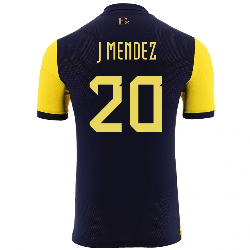 Niño Fútbol Camiseta Ecuador Jhegson Mendez #20 Amarillo 1ª Equipación 24-26 Perú