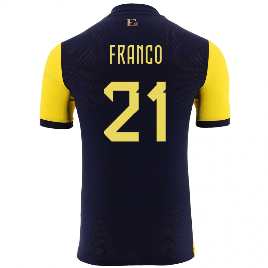 Niño Fútbol Camiseta Ecuador Alan Franco #21 Amarillo 1ª Equipación 24-26 Perú