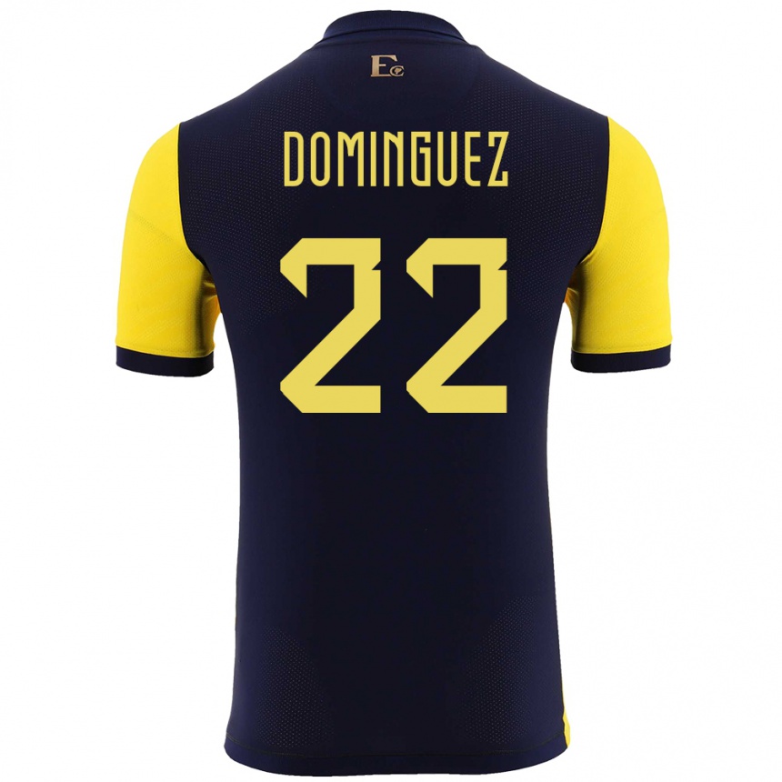 Niño Fútbol Camiseta Ecuador Alexander Dominguez #22 Amarillo 1ª Equipación 24-26 Perú